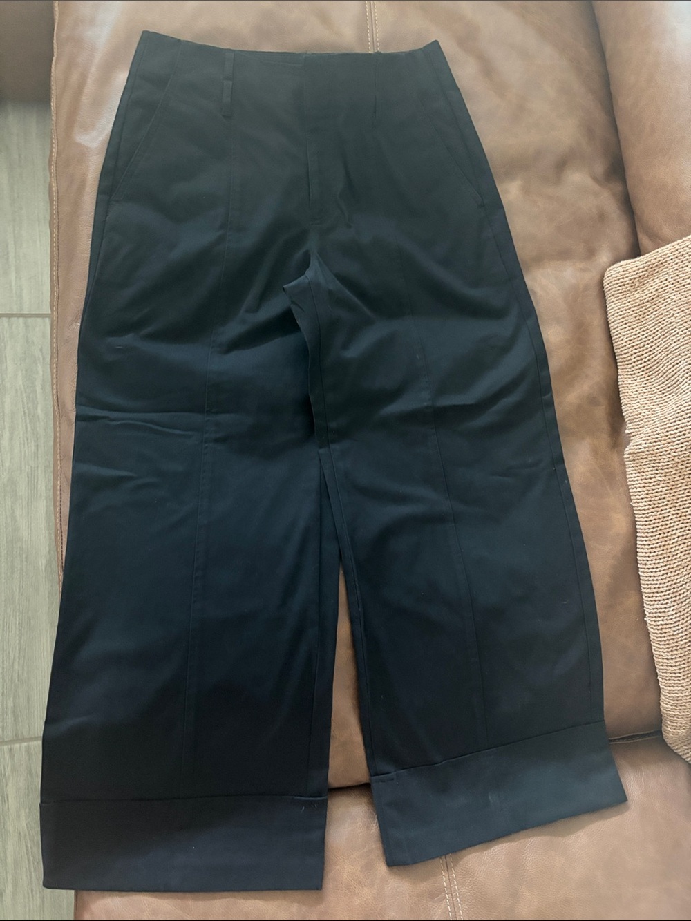 LOFT Black Wide-Leg Ankle Crop Pants